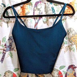 Onzie Belle Cami Crop Top in Empathy Rib (Deep ocean blue)